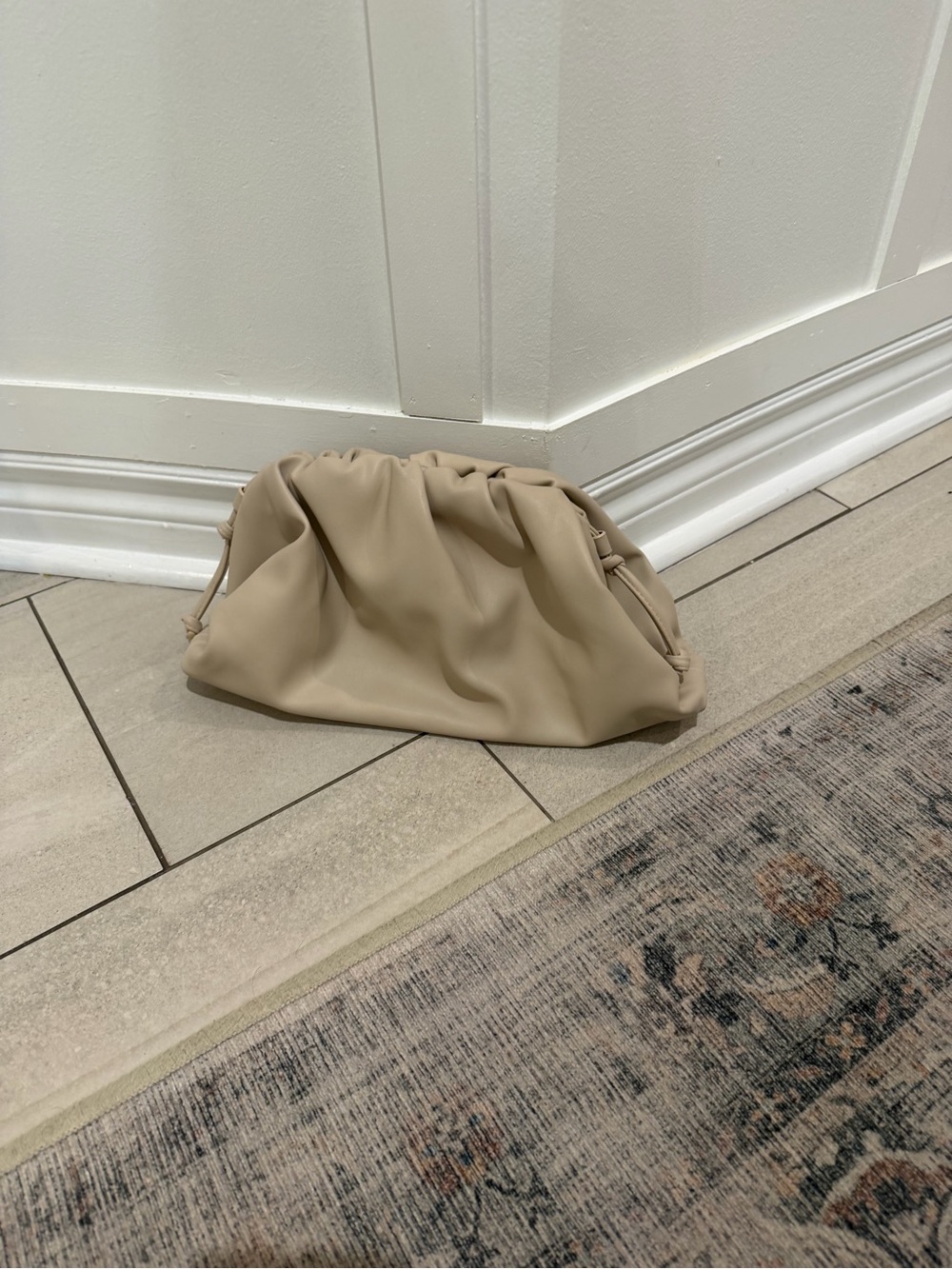 Minimalist Beige Soft-Clutch Handbag